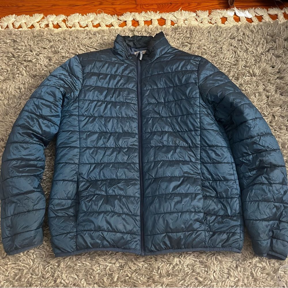 Goodfellow light puffer jacket blue size large